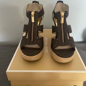 Michael Kors Dark Brown Wedge Sandals